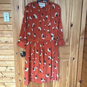Anthropologie coral poppy field dress by Lauren Moffatt  dress 6 petite